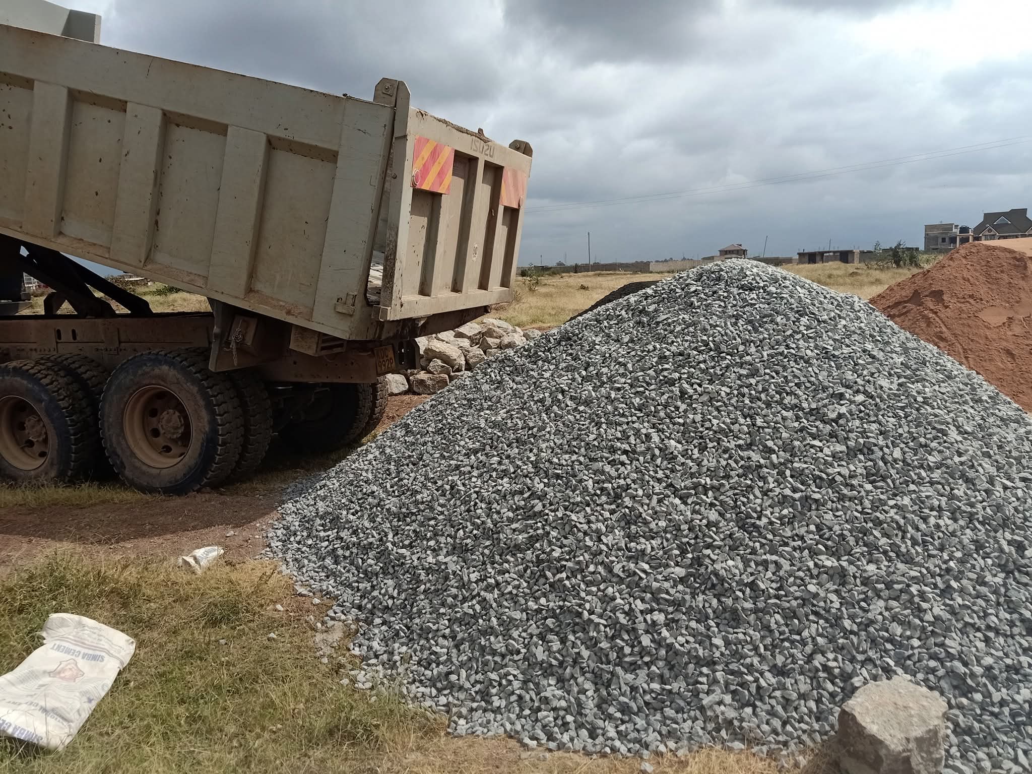 Crushed ballast stone at the quarry
