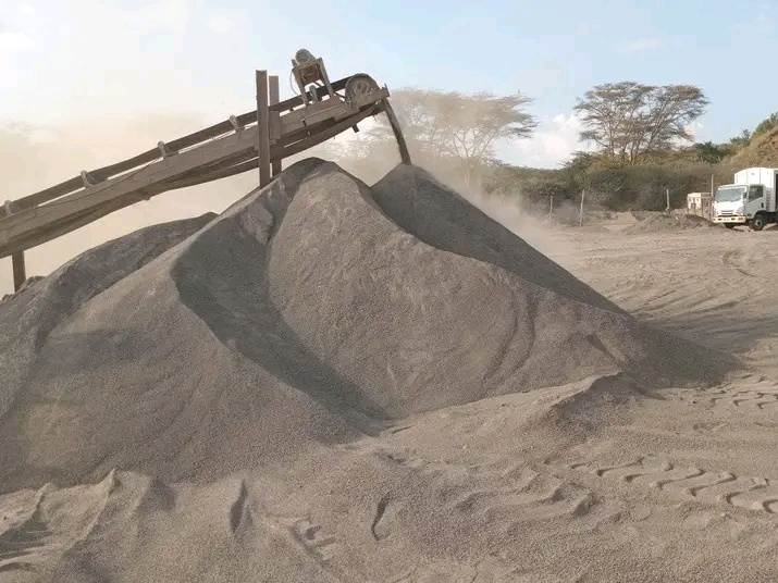 Quarry dust piled at the yard