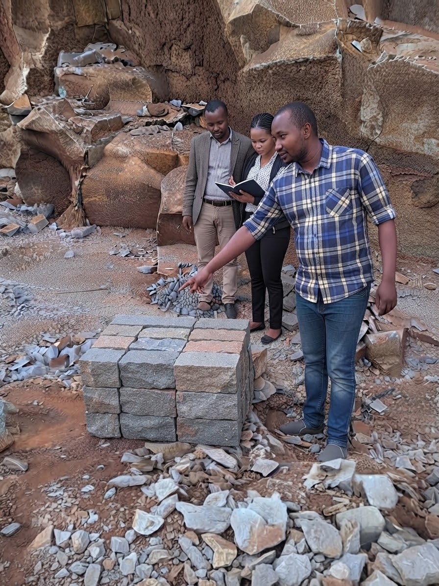 Our team consulting with a customer at the quarry site